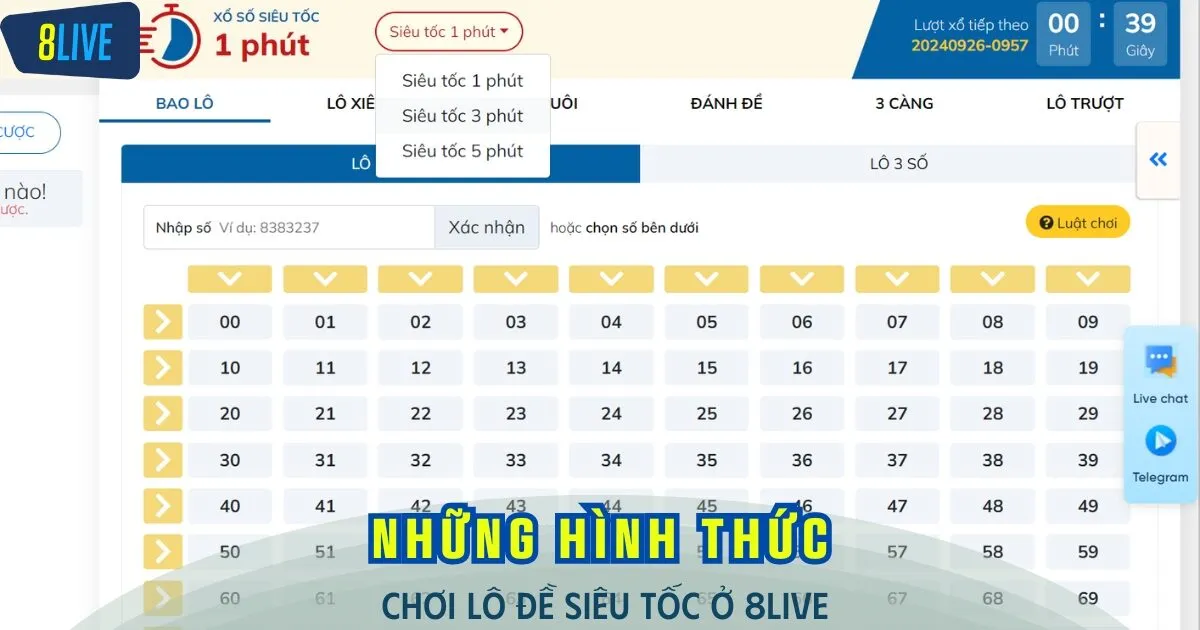 Quay thưởng nhanh chóng cùng lô đề siêu tốc 1 phút, 3 phút và 5 phút