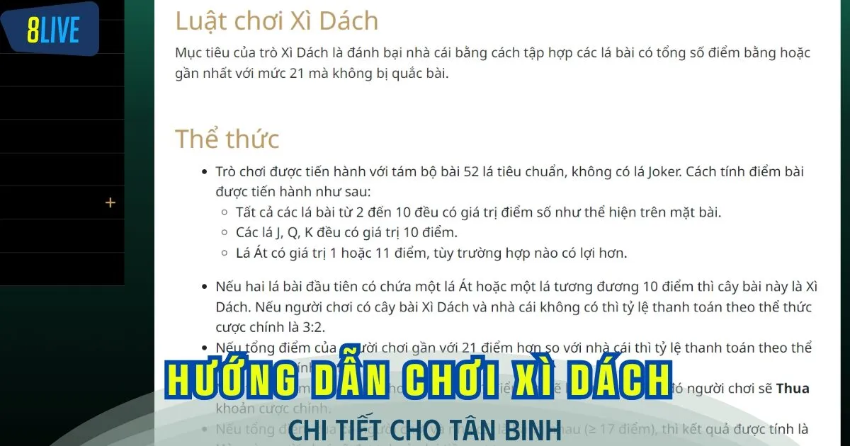 Tổng hợp luật chơi và các tay bài cơ bản trong trò chơi xì dách